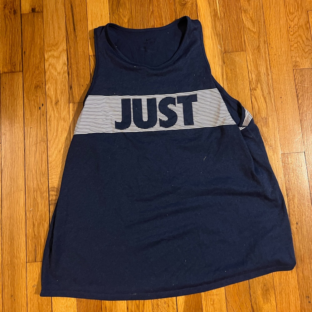 Nike Dark Blue Sleeveless Top with 'JUST' Graphic